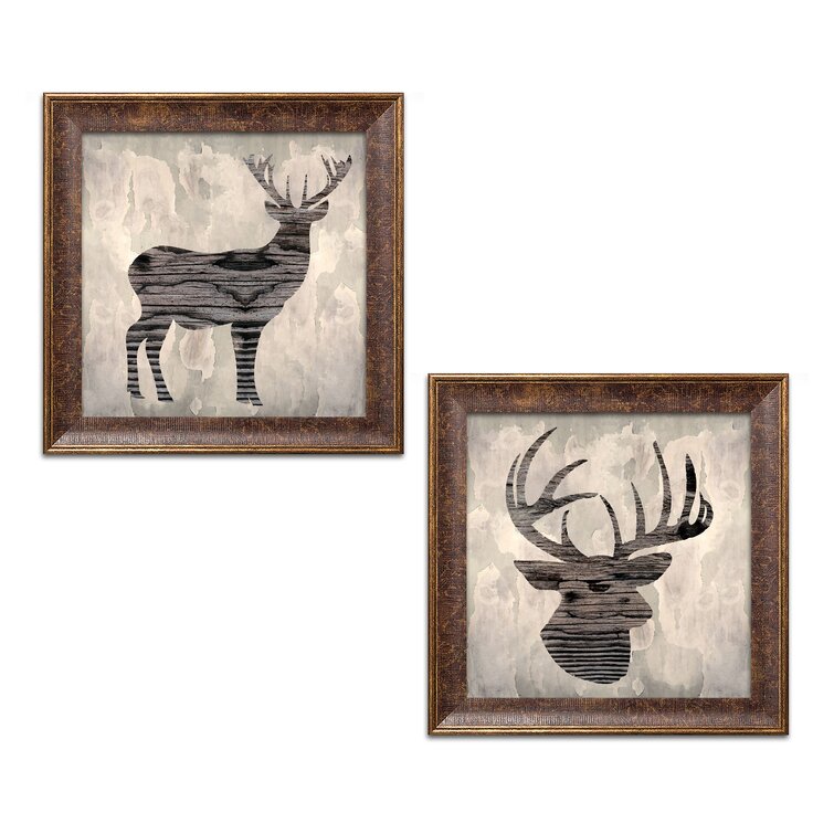 Loon Peak® 'Deer and Buck Silhouette; Lodge and Cabin' 2 Piece